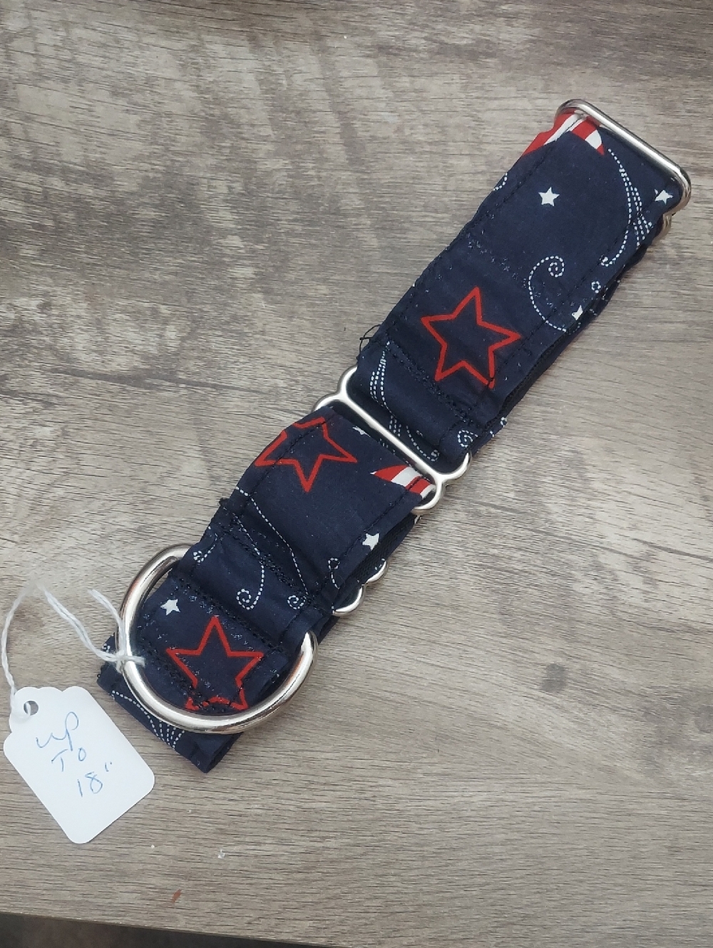 Custom Martingale Dog Collar Patriotic Fourth of July Stars Navy Whippet 1.5"